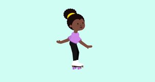 Animated girl doing skating exercises