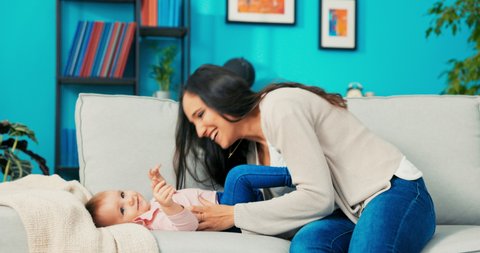 Caring Nurturing Loving Mother Sits On Stock Footage Video (100% ...