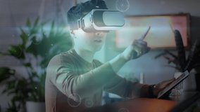 Animation of network of connections over boy using vr headset. global business, connections, data processing and technology concept digitally generated video - Powered by Shutterstock - Get 15% off with code: PIKWIZARD15