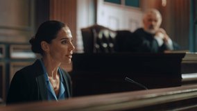 Court of Law and Justice: Portrait of Beautiful Female Victim Giving Heartfelt Testimony to Judge, Jury. Emotional Speech of Empowered Woman against Crime, Injustice, Prejudice, Corruption - Powered by Shutterstock - Get 15% off with code: PIKWIZARD15