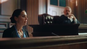 Court of Law and Justice: Portrait of Beautiful Female Victim Giving Heartfelt Testimony to Judge, Jury. Touching Speech of Empowered Woman against Crime, Injustice, Prejudice, Corruption - Powered by Shutterstock - Get 15% off with code: PIKWIZARD15