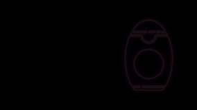 Glowing neon line Bottle of shampoo icon isolated on black background. 4K Video motion graphic animation.