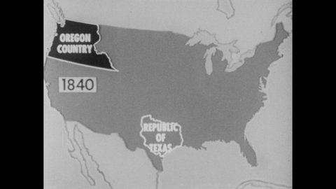 1950s: Map of United States, outlines of territories. Pan across model depicting ceremony. Texas flag lowers, United States flag raises.