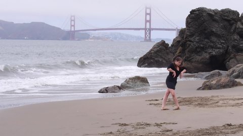 Interpretive Dancing in Front of Golden Gate Bridge on the Beach, Gaga Movement