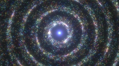 Rainbow Sparkle Light Dust Shining Star Particle Circle Ring Glitter - 4K Seamless VJ Loop Motion Background Animation
