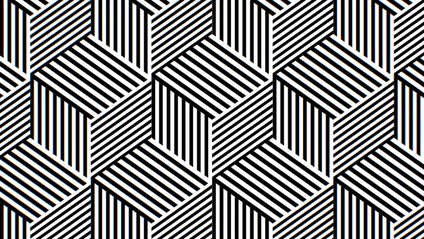 Isometric Cubes 3D Black and White Stripe Pattern Optical Illusion - 4K Seamless VJ Loop Motion Background Animation Royalty-Free Stock Footage #1076390186