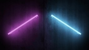 Flashing Neon Tubes Flickering Blue and Pink Lights on Concrete Wall - 4K Seamless VJ Loop Motion Background Animation - Powered by Shutterstock - Get 15% off with code: PIKWIZARD15