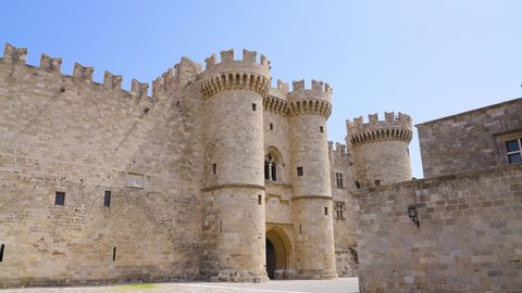RHODES, GREECE - MAY 31, 2021: Palace of the Grand Master of the Knights Castle in Rhodes Dolly