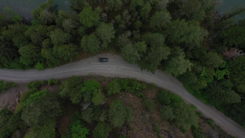 Truck parked along a forest service road in British Columbia