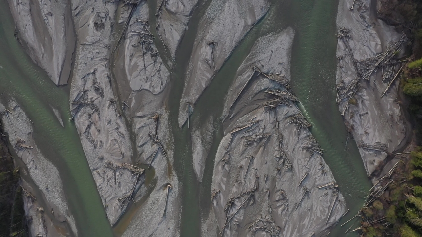 Dramatic view of a glacier river in Pemberton, British Columbia