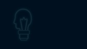 Glowing neon line Light bulb with concept of idea icon isolated on black background. Energy and idea symbol. Inspiration concept. 4K Video motion graphic animation .
