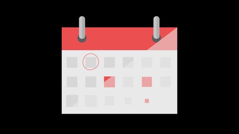 2D Animated calendar icon created in flat design style, Calendar Icon collection. Set of calendar symbols. Meeting Deadlines icon. Time management, Appointment schedule flat icon.