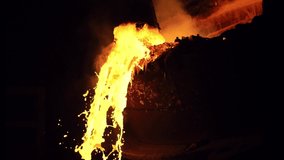 molten hot steel pouring from blast furnace. metal casting process with high temperature fire in metal part factory. Foundry - molten metal poured from ladle into mold - emptying leftover. - Powered by Shutterstock - Get 15% off with code: PIKWIZARD15