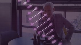 Animation of dna strand over businessman in office. global business, digital interface and technology concept digitally generated video. - Powered by Shutterstock - Get 15% off with code: PIKWIZARD15