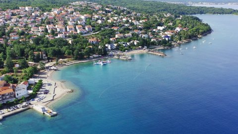 Aerial scene of Njivice town on Krk island, Croatia