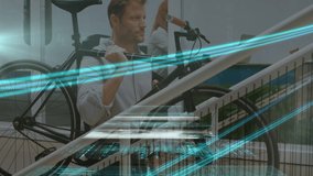 Animation of financial data processing over carrying bicycle. global finances, business, digital interface and technology concept digitally generated video. - Powered by Shutterstock - Get 15% off with code: PIKWIZARD15