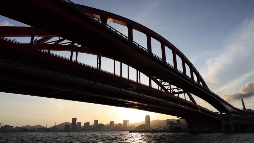 Night view from Port Island-Kobe Bridge, Meriken Park, Kobe Harborland
