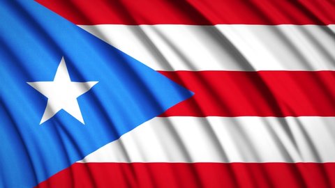 Puerto Rico flag in motion. National background. Smooth fabric waves. 4K video. 3D rendering.