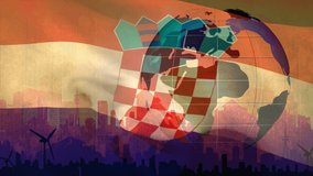 Animation of moving flag of croatia over globe and statistics. global business, data processing and technology concept digitally generated video. - Powered by Shutterstock - Get 15% off with code: PIKWIZARD15