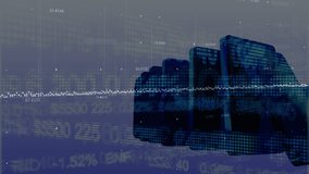 Animation of financial data processing over domino pieces falling. global business, connections, digital interface and technology concept digitally generated video. - Powered by Shutterstock - Get 15% off with code: PIKWIZARD15