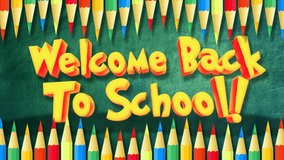 Welcome Back to School Colored Pencil Background 4K Loop features colored pencils animating on screen with animated welcome back to school text in a loop  - Powered by Shutterstock - Get 15% off with code: PIKWIZARD15