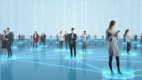 Professional People using Smartphone Devices in Worldwide Connected Social Network. Diverse People do E-Business, Communicate, Send Messages. Visualization of Internet of Things Virtual Reality. - Powered by Shutterstock - Get 15% off with code: PIKWIZARD15