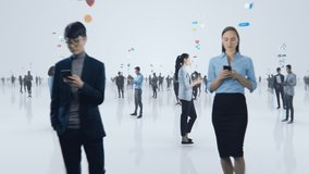 Professional People using Smartphone Devices in Worldwide Connected Social Network. Diverse People do E-Business, Communicate, Send Messages. Visualization of Internet of Things Virtual Reality. - Powered by Shutterstock - Get 15% off with code: PIKWIZARD15