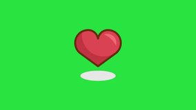 heart Icon animation. heart icon with shadow Chroma key background 