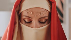 Close Up Portrait Of Beauty Young Muslim Woman In Hijab