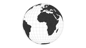 World map. Orthographic projection. Animated projection. Loopable video.
