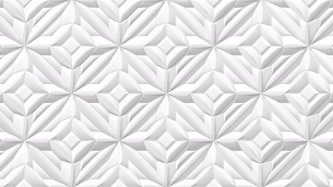 3D abstract geometrical kaleidoscope transformation. Loopable fractal animation of white surface.