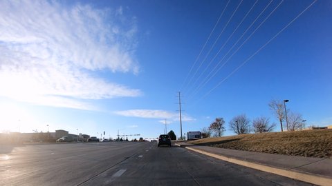 Denver, Colorado, USA-January 13, 2020 - Driving on typical paved roads in suburban America.