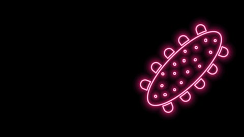 Glowing neon line Sea cucumber icon isolated on black background. Marine food. 4K Video motion graphic animation.