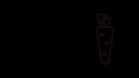 Glowing neon line Carrot icon isolated on black background. 4K Video motion graphic animation.