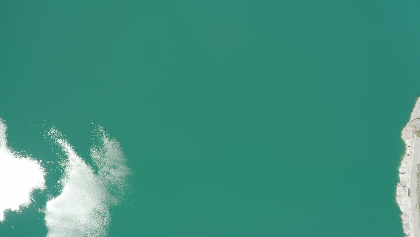 Aerial view over the Émosson dam in Switzerland.