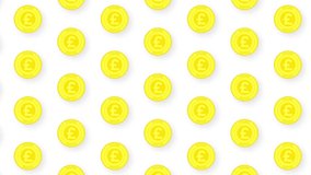 Animated Golden Coin Pound Video Seamless Pattern Background. 4k