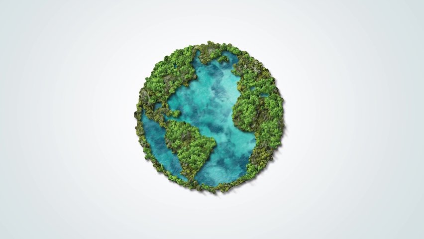 Green World Map- Earth day video tree or forest shape of world map isolated on white background. Earth Day or Environment day Concept. Green earth with electric car. Paris agreement concept. | Shutterstock HD Video #1076554772