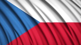 Czech Republic flag in motion. National background. Smooth fabric waves. 4K video. 3D rendering.