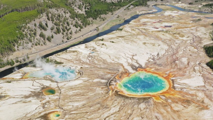 Grand Prismatic Spring In Yellowstone National Park, Wyoming Image 