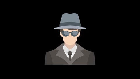 Detective Flat Animated Avatar Isolated On Stock Footage Video (100% ...