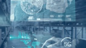 Multiple screens with data processing against warehouse in background. computer interface technology and logistics business concept - Powered by Shutterstock - Get 15% off with code: PIKWIZARD15