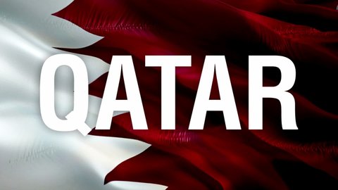 Qatar flag waving. Motion Loop video waving in wind. Realistic Qatar Doha Flag background. Qatar Flag Looping Closeup 1080p Full HD 1920X1080 footage. Qatar middle east country flags footage video 