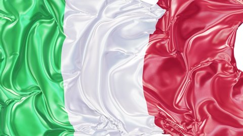 Realistic 3D animation of the national flag of Italy as fly away opener rendered in UHD with alpha matte