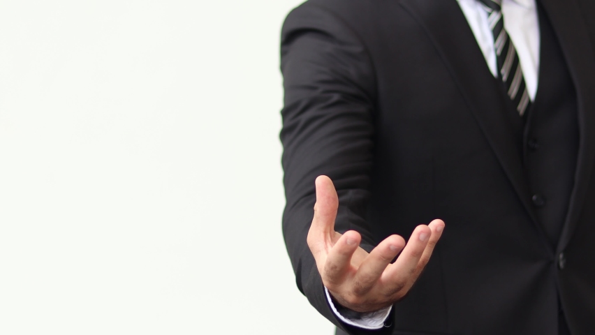 Empty businessman hand holding something.