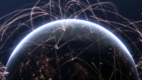 Digital Grid Over the Earth Sunrise. Internet connection by satellites. Global network connection the world abstract 3D rendering satellites. Modern Business and Technology Concept - Powered by Shutterstock - Get 15% off with code: PIKWIZARD15