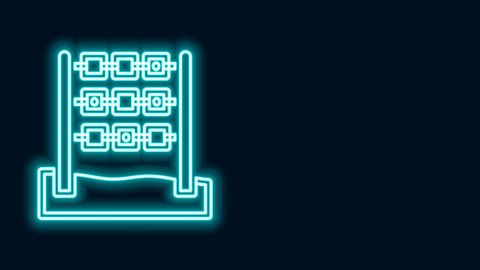 Glowing neon line Tic tac toe game icon isolated on black background. 4K Video motion graphic animation .