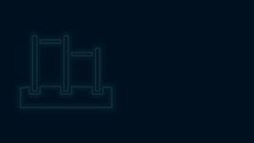 Glowing neon line Sport horizontal bar icon isolated on black background. 4K Video motion graphic animation .