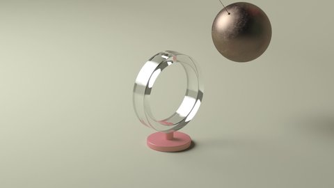 3d render of looped animation with balancing sphere. Infinite animation. Satisfying calm video.