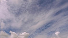 cloudy day sky. timelaspe of cirrus clouds transparent in blue sky. 4k b roll cloudscape nature background. 