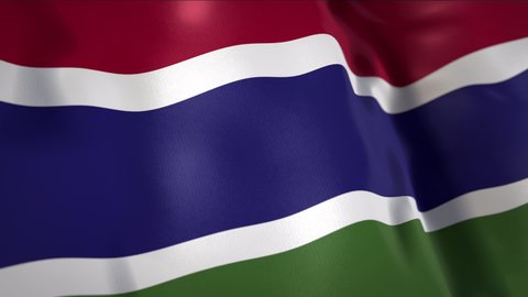 High detailed satin texture Flag 4K of GAMBIA Seamless Loop animation. Background 3D animation. 